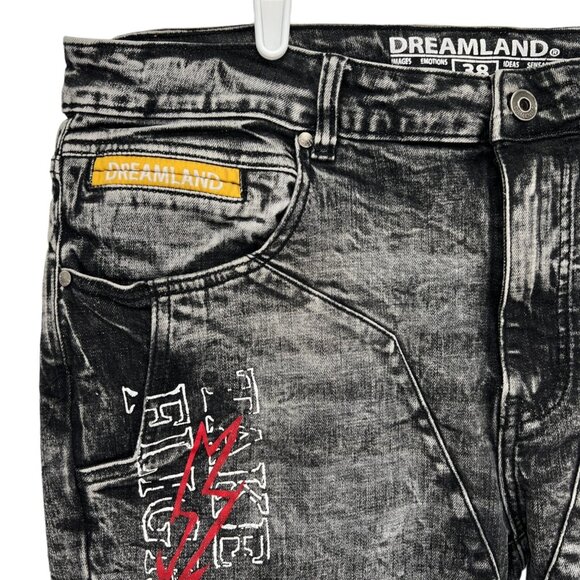 Dreamland Men's Denim Jeans Size 38 Maneuver Pierced Rinse Black 1st Gen - Picture 5 of 11